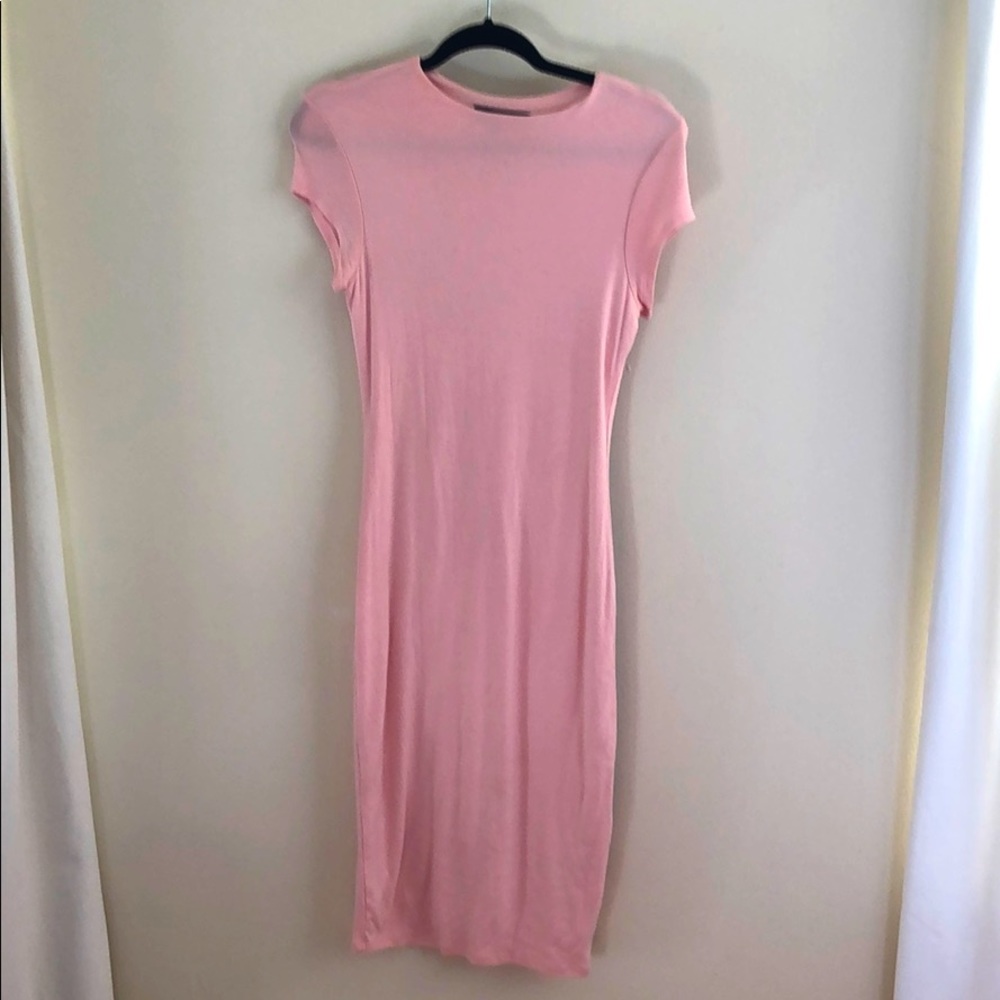 VIBE Sportswear Pink Bodycon Midi Dress